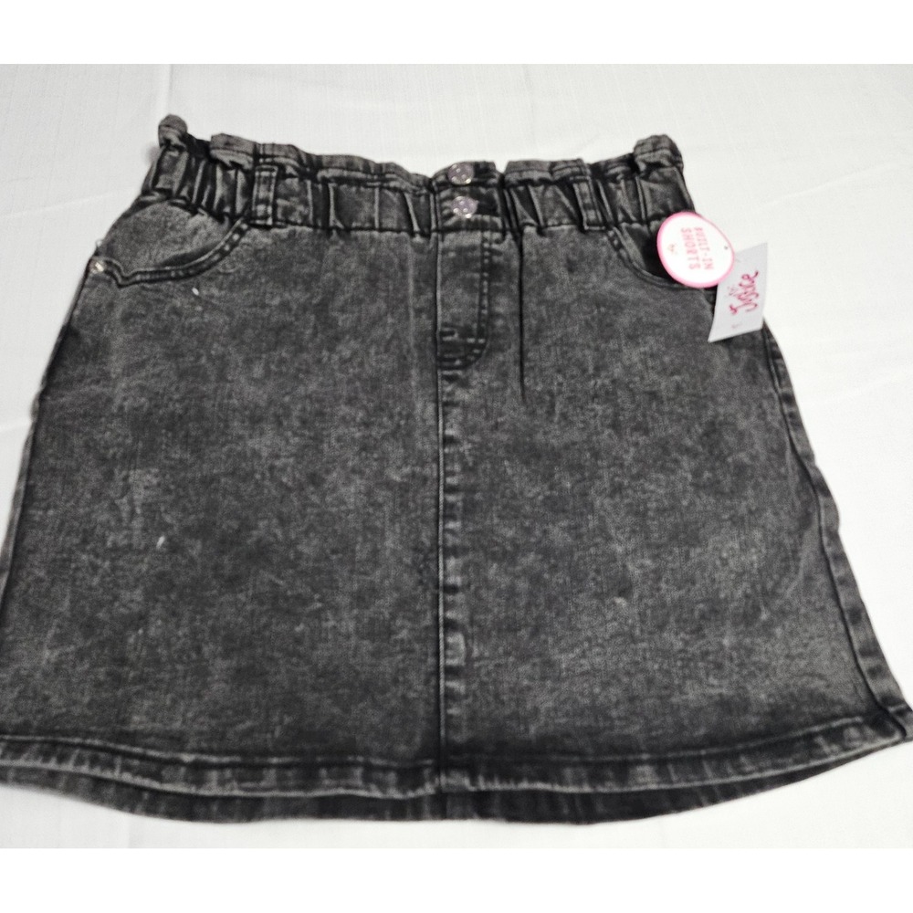 Justice High Waist Acid Wash Denim Skirt Girls Size 14 Soft Stretchy 28" Waist